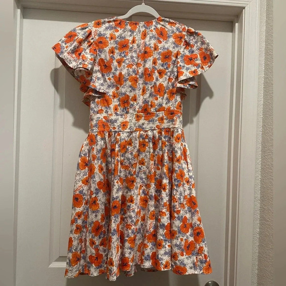 Chelsea28 Ruffle Sleeve Button-Up Linen Blend Dress in Ivory Lenora Floral - Picture 7 of 8